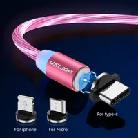 

USLION Guangdong 3 In 1 Magnetic Streamer Charging Data Line For Type-C Android apple