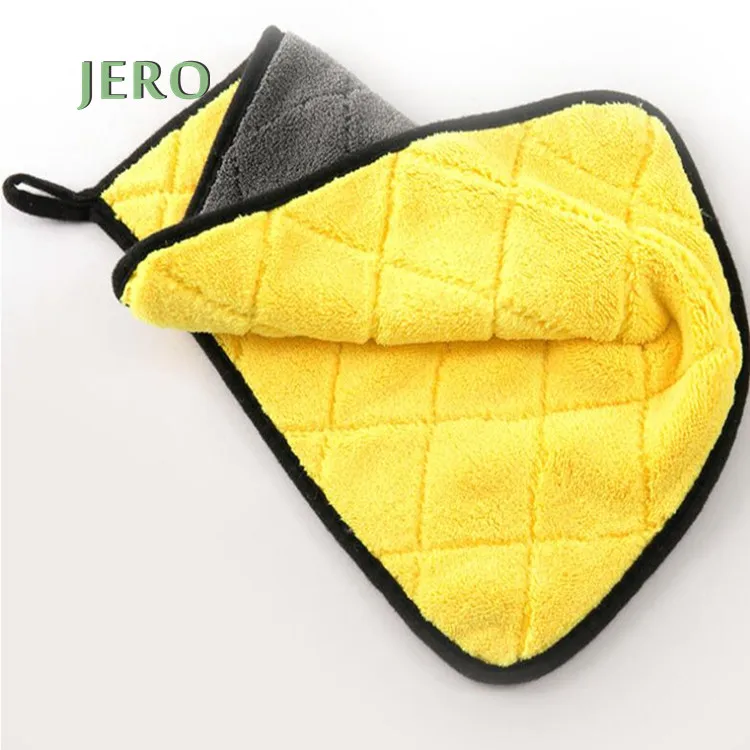 

30*30 cm new car cleaning microfiber towel coral fleece microfiber towel car cleaning, Yellow &gray