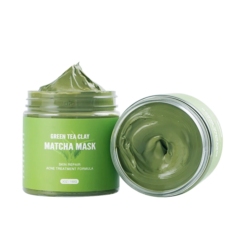 

Dropshipping Herbal Anti Acne Repair Matcha Mud Facial Mask Detoxifying Bentonite Green Tea Clay Mask