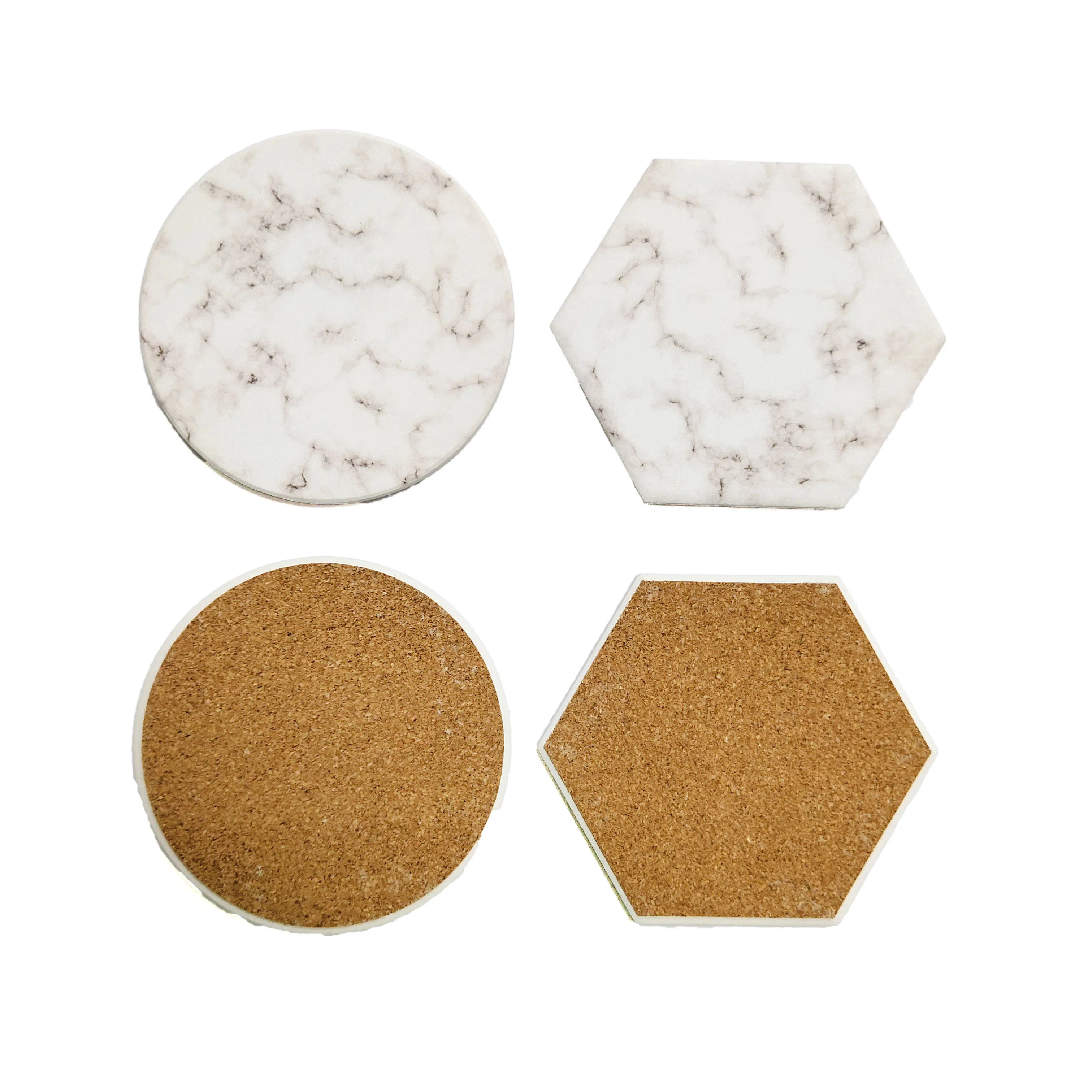 

2020 Custom Plain Natural Round Stone Absorbent Ceramic Marble Pattern Coasters With Gold Trim