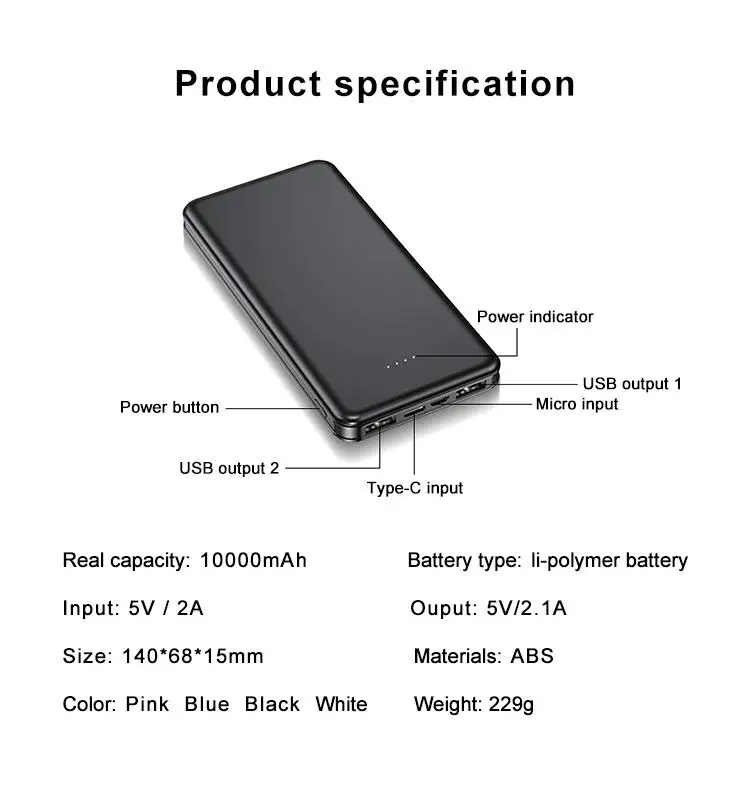 Power Station New Smart Promotional Power Bank 10000mAh Keychain Power Banks for iPhone