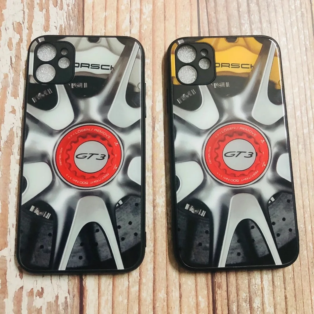 

Wholesale cool car wheel tempered glass case for iPhone 12ProMax and 11Pro hard phone case for iPhone XR 8Plus