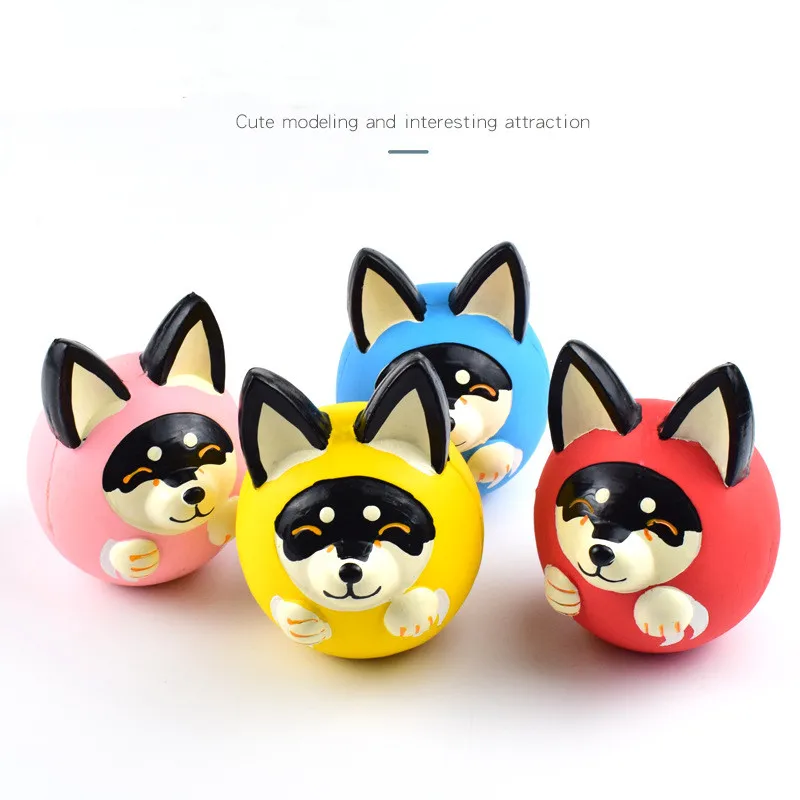 

Factory Direct Sales Cartoon Shape Bite-resistant Molar Dog Toy Latex Dog Face Ball Pet Vocal Toy