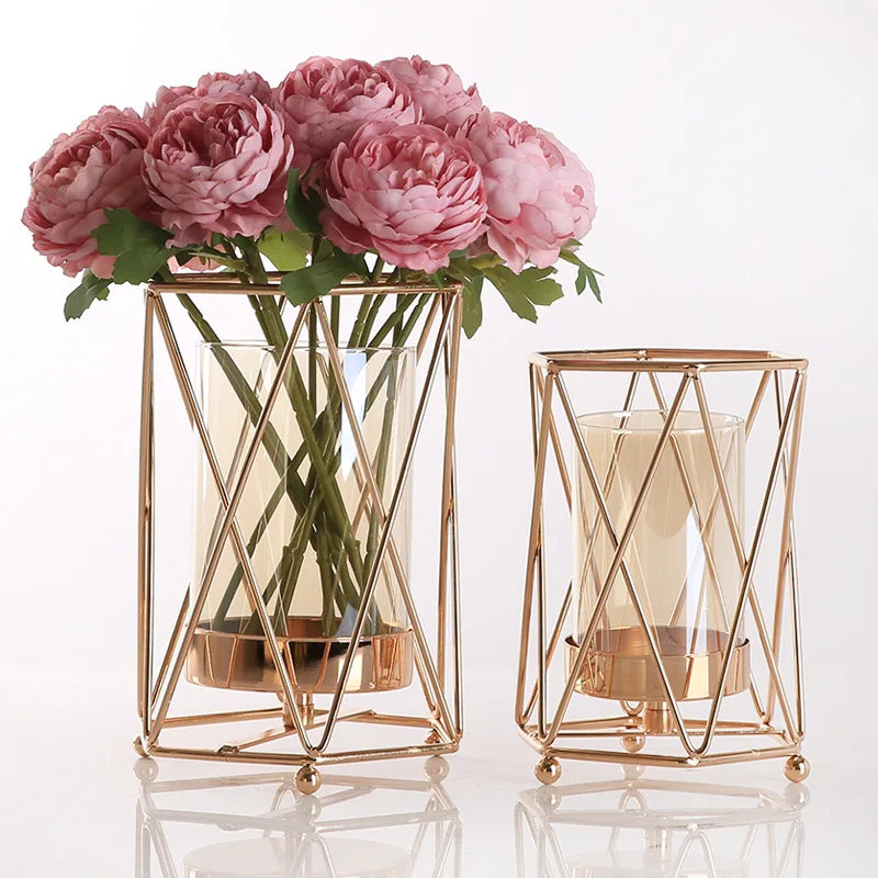 

Light luxury modern cylinder glass vase living room flower arrangement Nordic creative minimalist dried flower decor