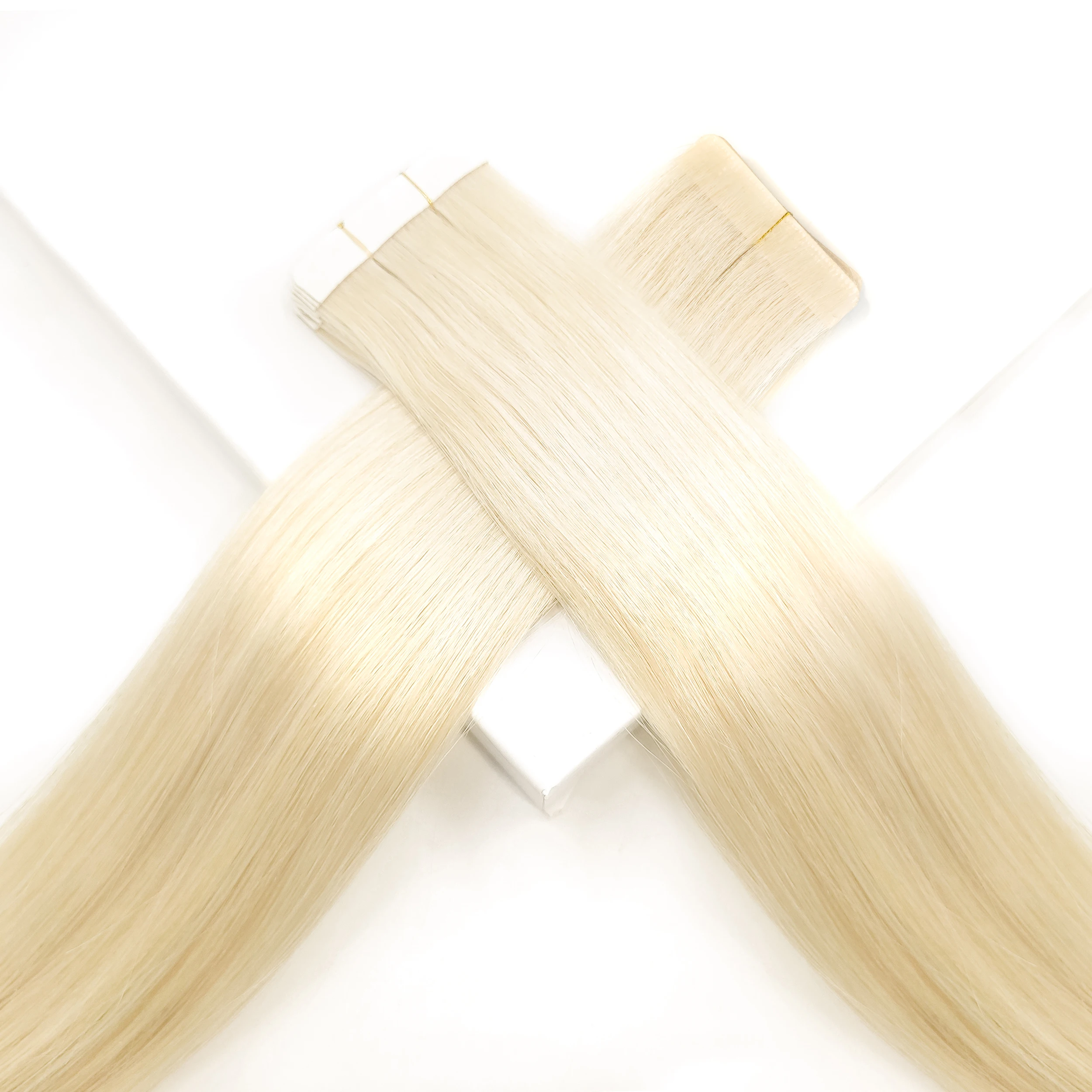 

In Stock 100% Virgin Remy Hair 20 Pcs/Pack Ombre Blonde Tape in Human Hair Russian Tape-in Hair Extensions Natural