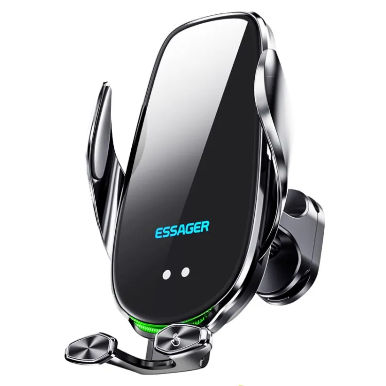 

ESSAGER 15W Smart Car Wireless Charger Vehicle Phone Mount Charger Air Vent Phone Holder with Ambient Light