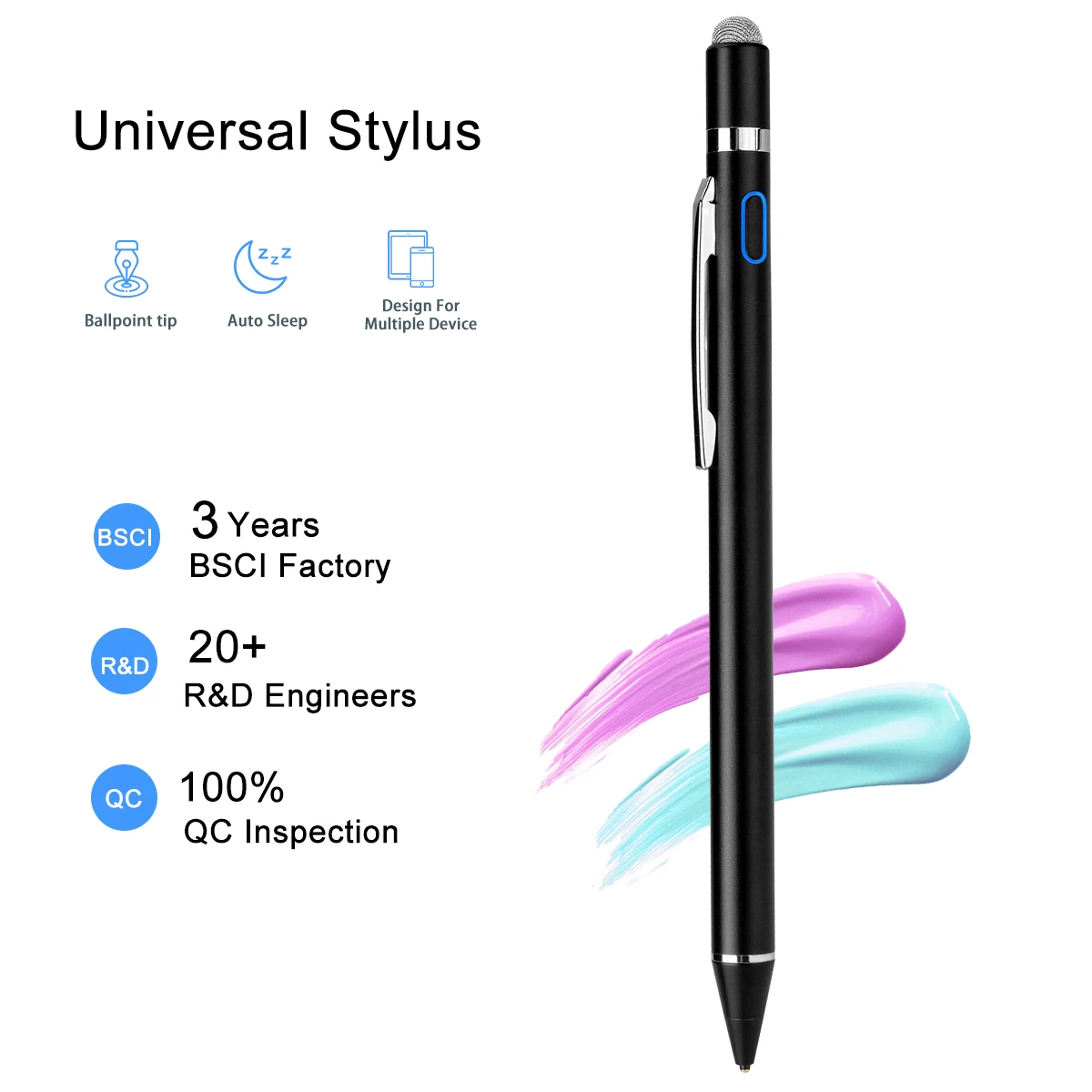 

K825 Electronic Touch Pen 2 in 1 Tips Active Smart Pencil for iPhone Stylus Drawing Capacitive Screen Metal Stylus Pen