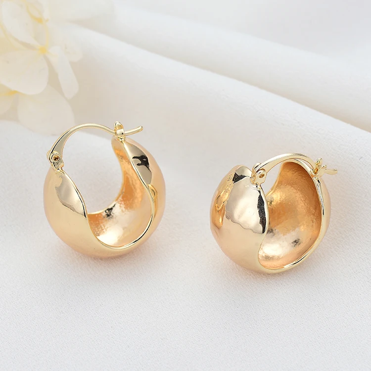 Unique Design 14K Gold Plated Round Hoop Earrings