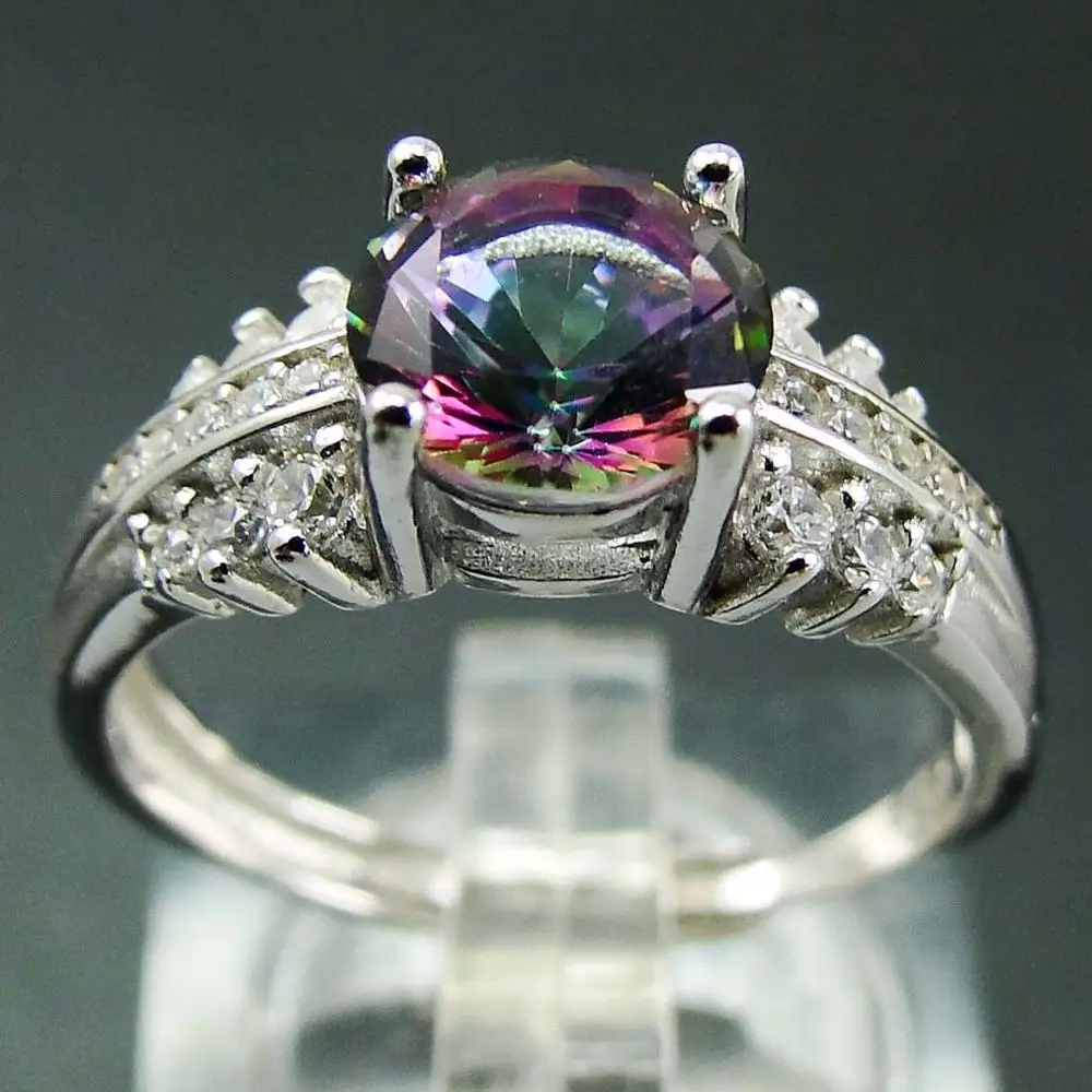 18 White Gold Plated Round Cz