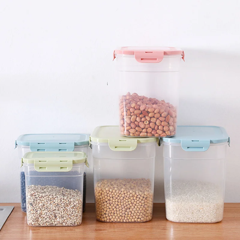 

Factory Price ODM OEM Kitchen Plastic Pantry Rice Storage Containers Set Food Air Fridge Tight Food Storage Containers With Lids, Blue \ pink \ green