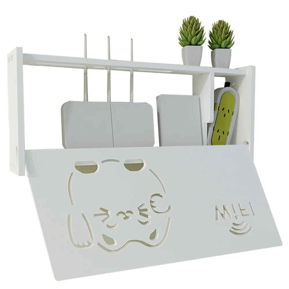 

Wifi Router Storage Boxes Cable Power Plug Wire Wall Mounted Floating Shelf Storage Rack 1pcs, Multicolor