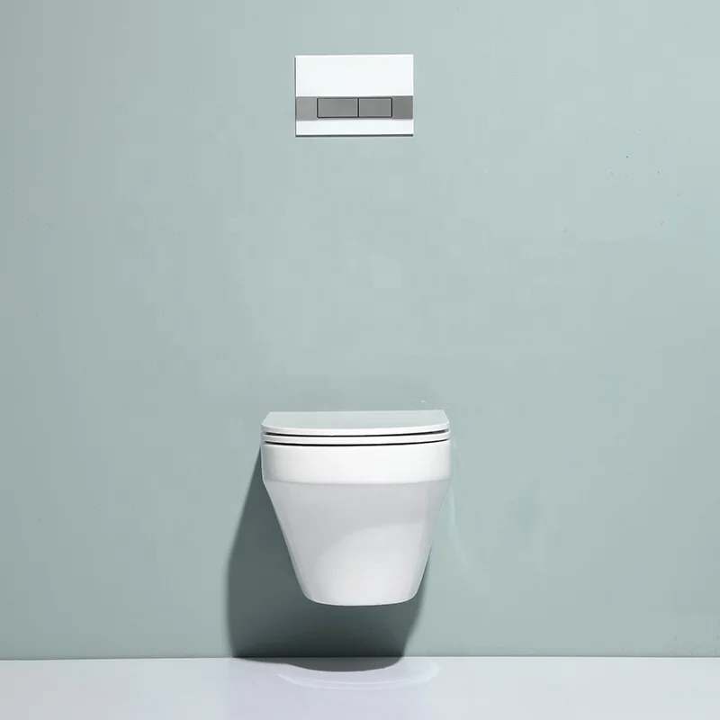 Round European P Trap Suspended Wall Mounted Rimless Ceramic Wall Hung