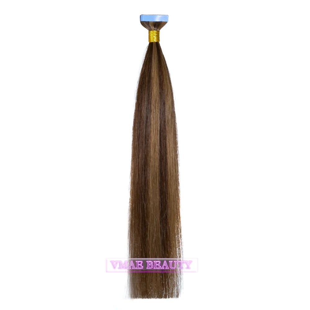 

VMAE Remy Virgin Russian 100g Piano Color #4#6 Straight Double drawn Tape in Human Hair Extensions