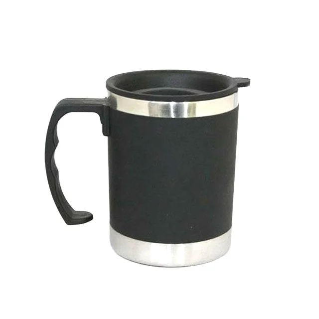 

2019 New Style Insulated Double Wall Coffee Cup With Handle Lid 350ML 400ML Vacuum Stainless Steel Coffee Mug, Red,blue