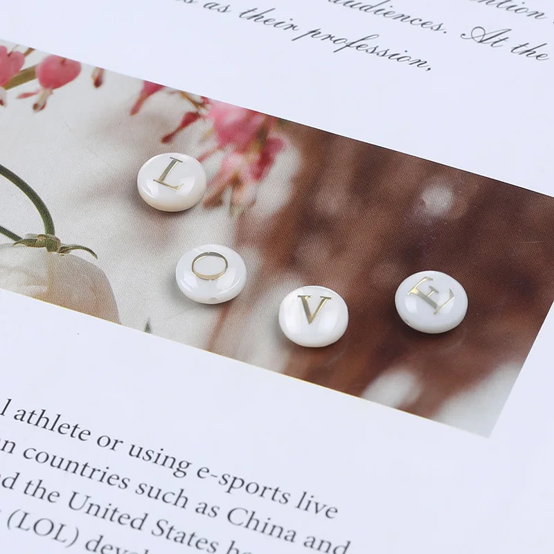 

Loose  Letters Shell Beads Jewelry Alphabet Bead For DIY, White