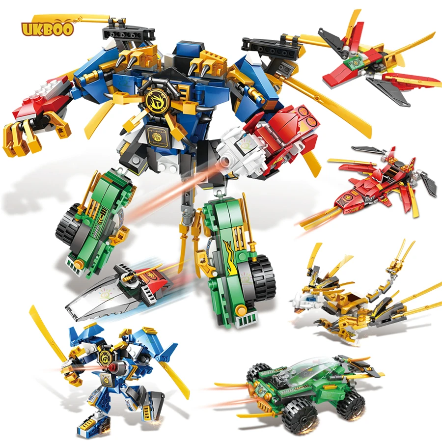 

Free Shipping UKBOO 677PCS Flame Gold Mecha Robot Building Block