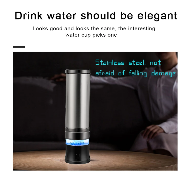 300ml Smart Portable Hot Kangen Purifier Machine Drinking Sports Alkaline Ionizer Plastic Hydrogen Generator Water Bottle Filter