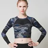 New Design Women Sexy Long Sleeve Camouflage Short Sportswear Crop Top