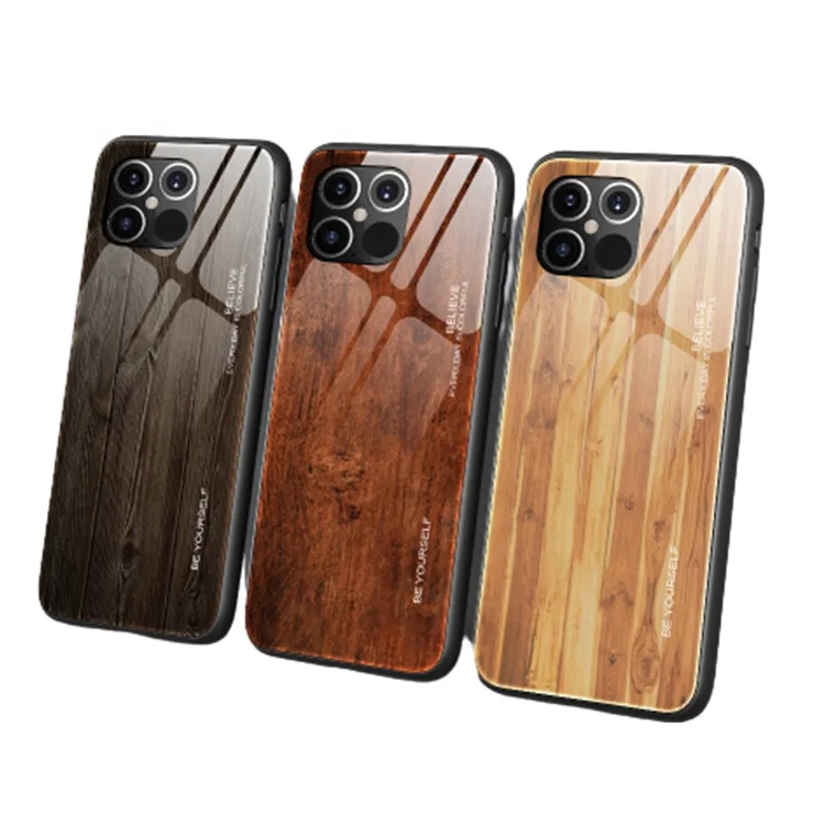 

Wood Grain Tempered Glass Case Back Cover For iPhone 11 Pro XS for iPhone 12 Mini 12 pro max
