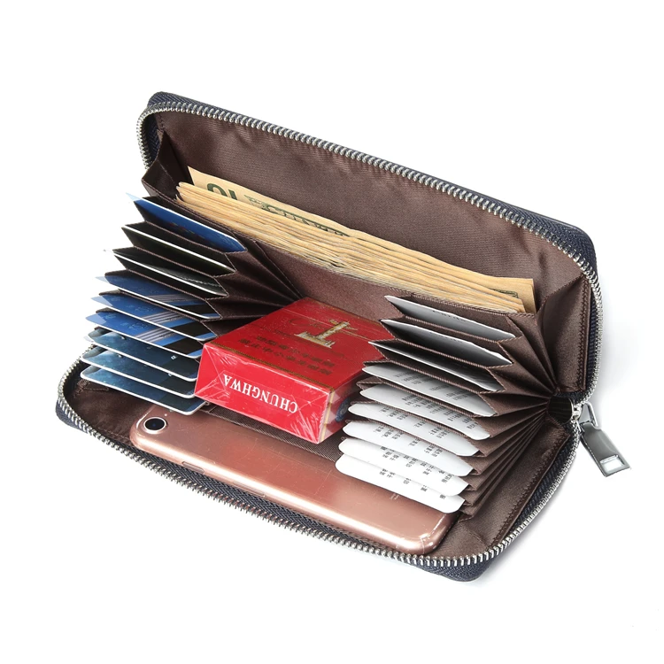 

High end durable purses handbags PU leather large capacity business zipper long wallet, Customized color