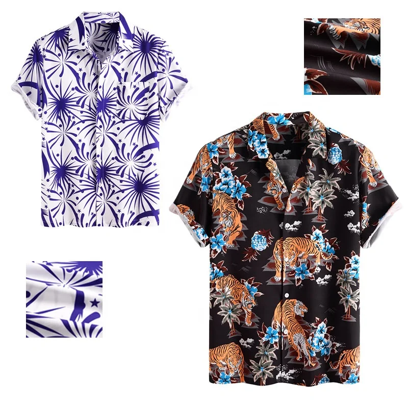 

mens summer EU Size Tuxedo Shirts urban printed hawaiian classic check shirts wholesale casual world series shirt for men