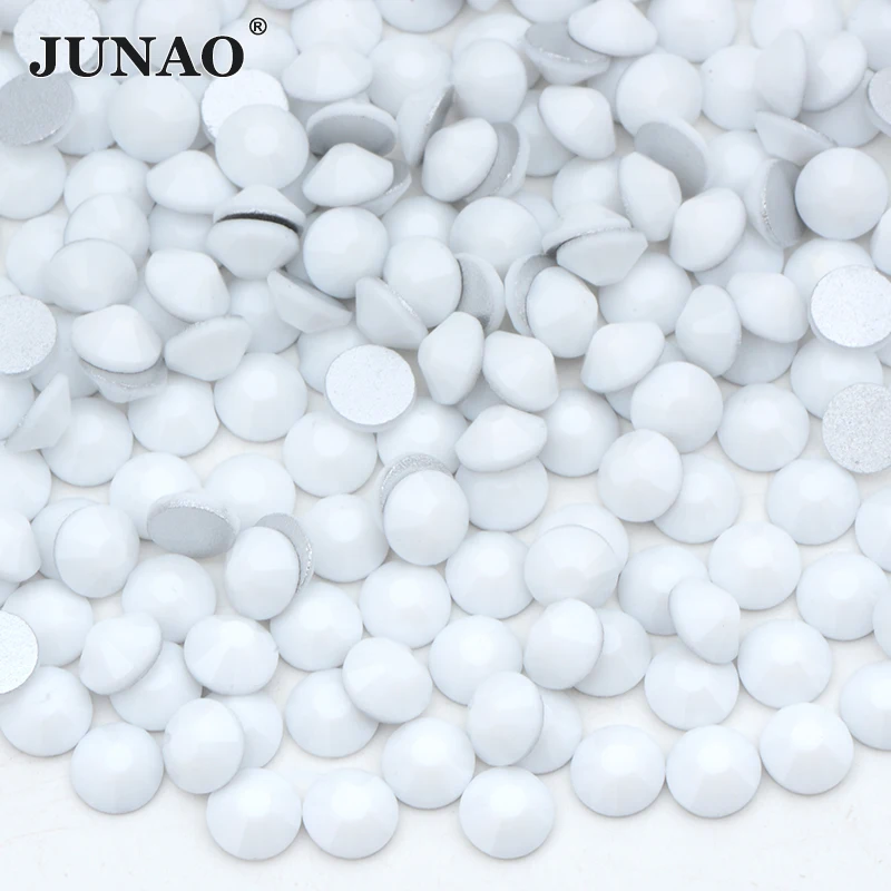 

JUNAO Wholesale Non Hot Fix Crystal Stone Flatback Ceramic White Glass Rhinestones For Dresses, 120 color glass rhinestone