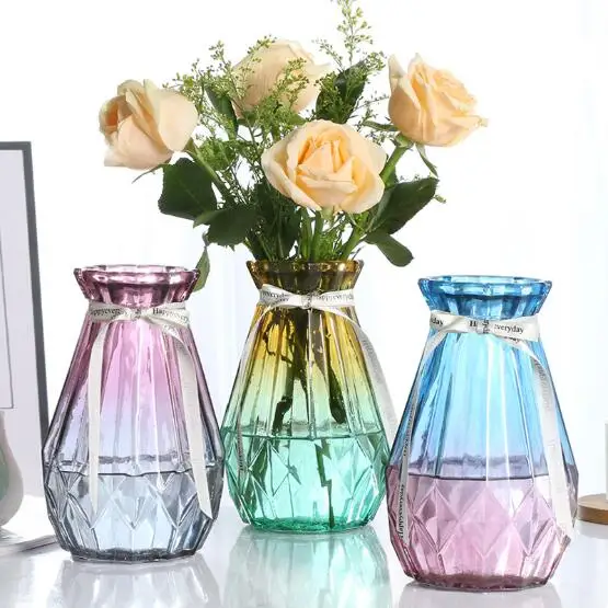 

Wholesale Decorative Colorful Glass Crystal Flower Vase Tabletop Vase