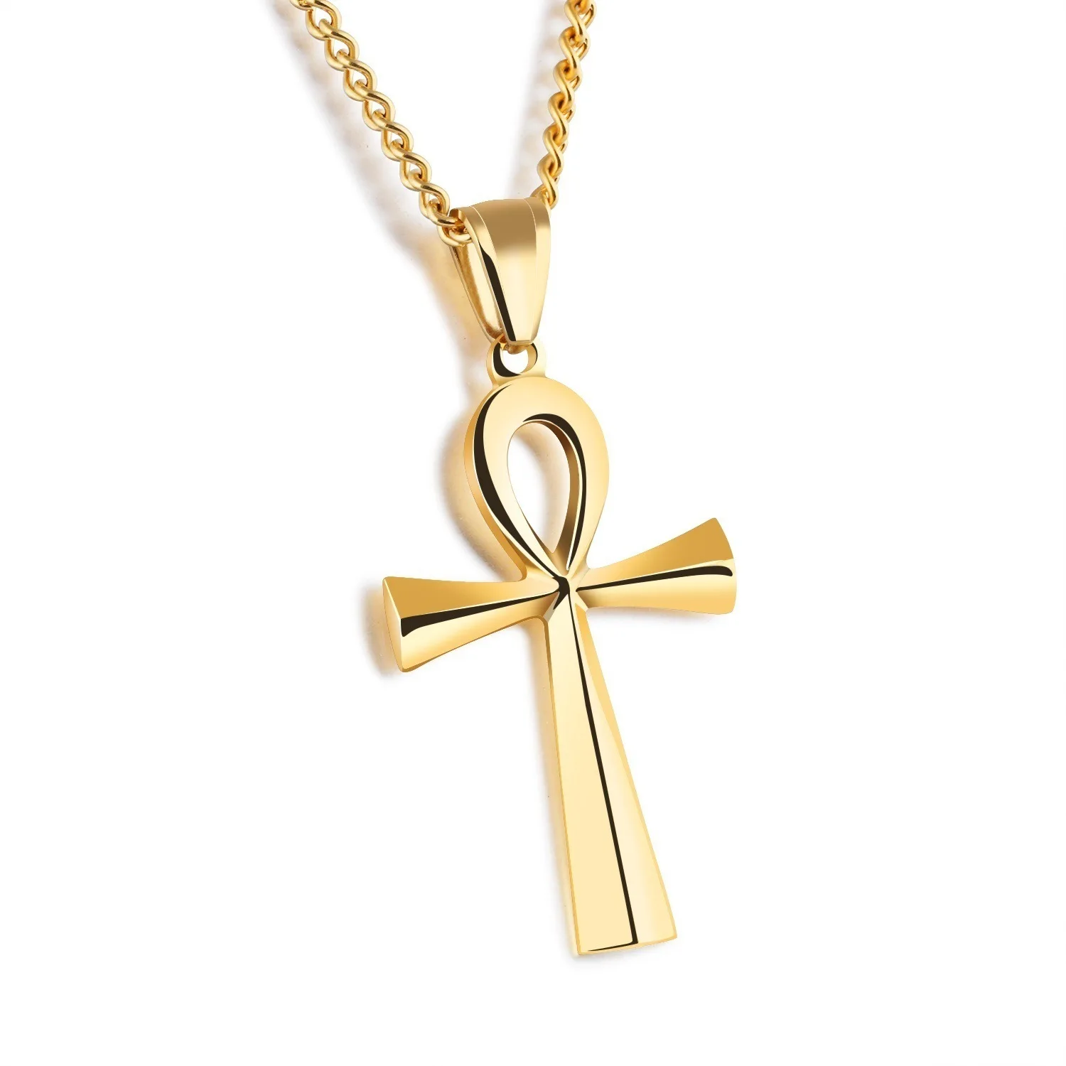 

Stainless Steel Symbol of Life Cross Necklaces Jewelry Gifts Religion Crucifix Egyptian Ankh Necklaces Pendants, Gold, silver