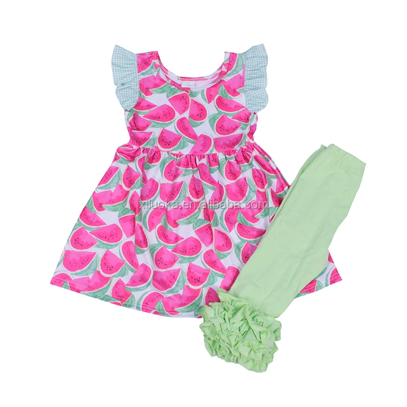 

2020 High Quality Icing Ruffle Outfits Two Pieces Children Boutique Clothing Set
