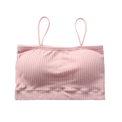 

Thailand breathable high elastic tube top girl bra padded wrapped chest bra for ladies, Black/whtie/gray/pink