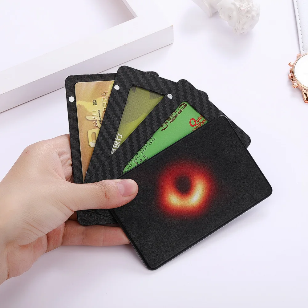 

RUNKAI Black hole wind magnetic sleeve wallets carbon fiber pattern card holder case credit cards wallet