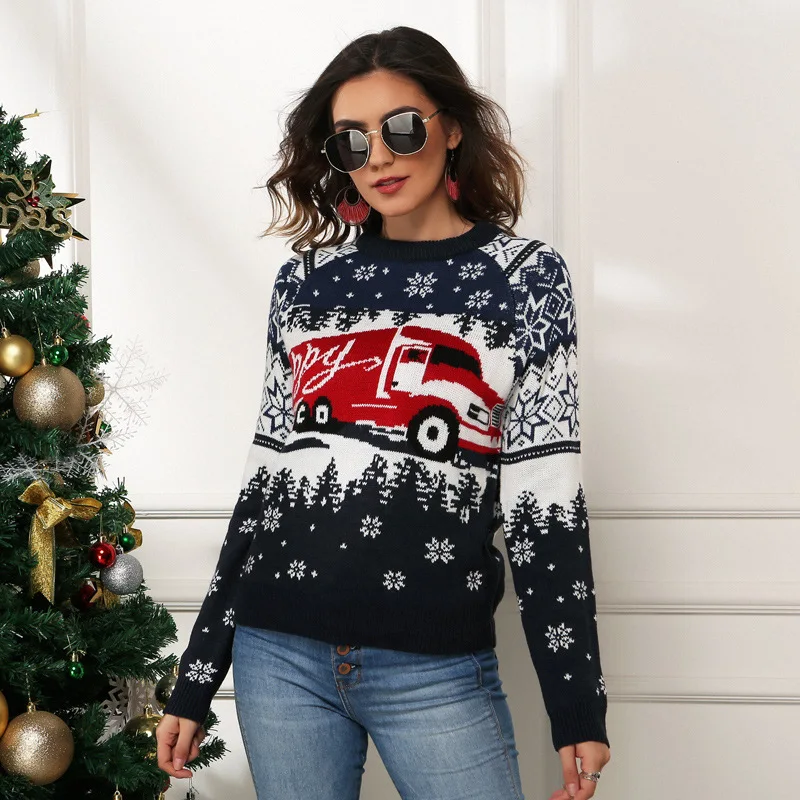 

Hot Style Christmas Snowflake Female Pullover Christmas Sweater Women OEM Knit Sweater For Ladies Jumper