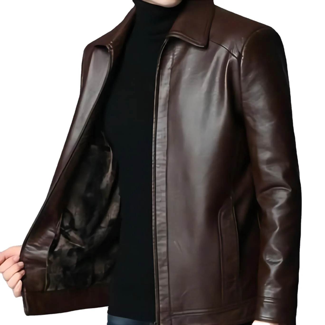 

Genuine Suit Leather Jacket Men Slim Fit Short Coat Men Fashion Leather Jacket