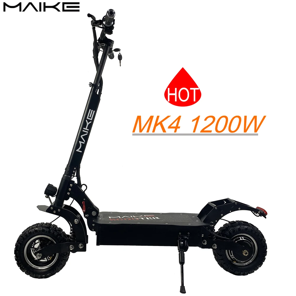 scooter 10 inches wheel electric scooter adult china Maike MK4 with 1200W 48V strong dual motor scooters, Black