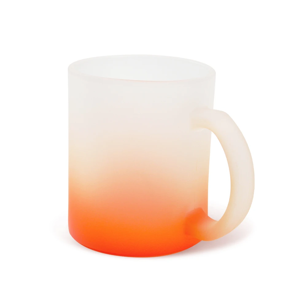 

Top Grade 11oz Gradient Colorful Sandy Glass Wine beer Mug With Handle plain sublimation coffee mugs in bulk