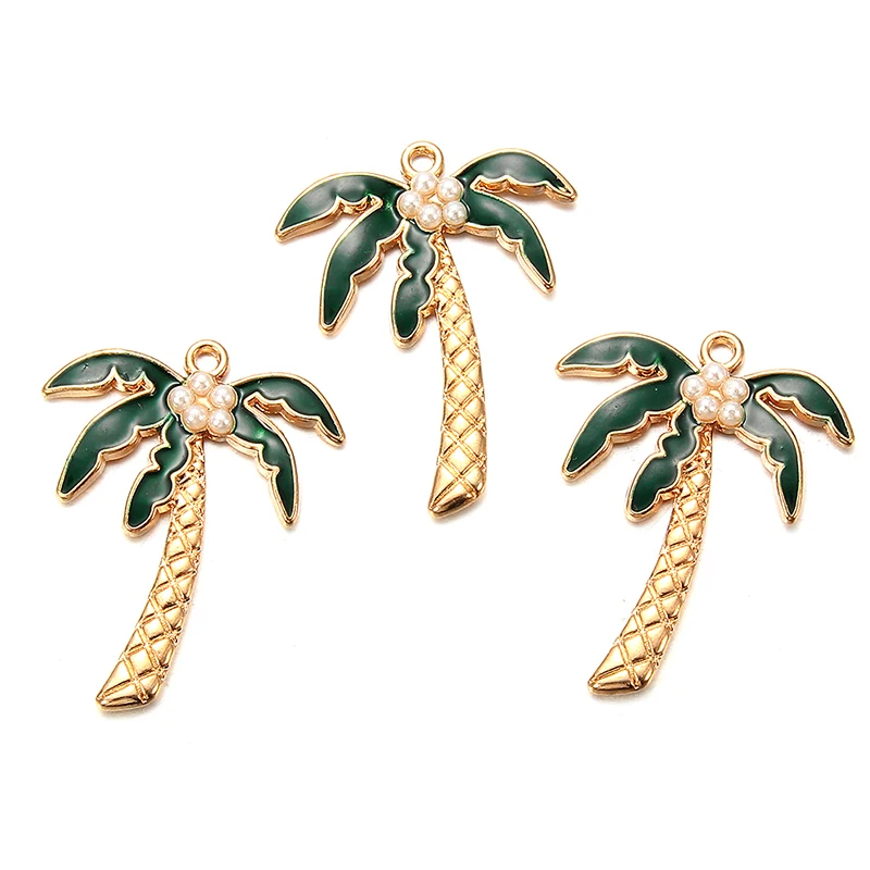 

Wholesale coconut tree crystal charms alloy pendant accessories DIY necklace bracelet jewelry making 31*25mm, Picture