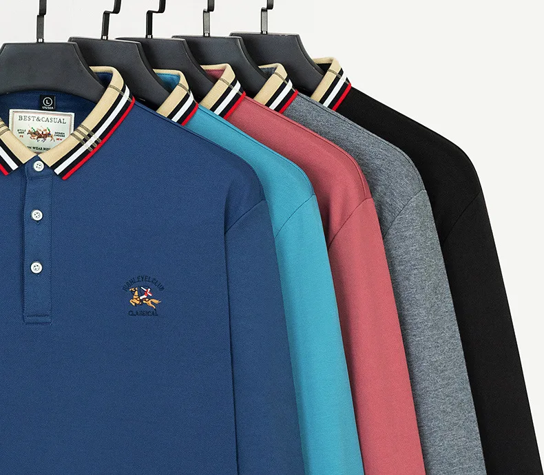 

Men's cotton business men's T-shirt cotton solid color polo