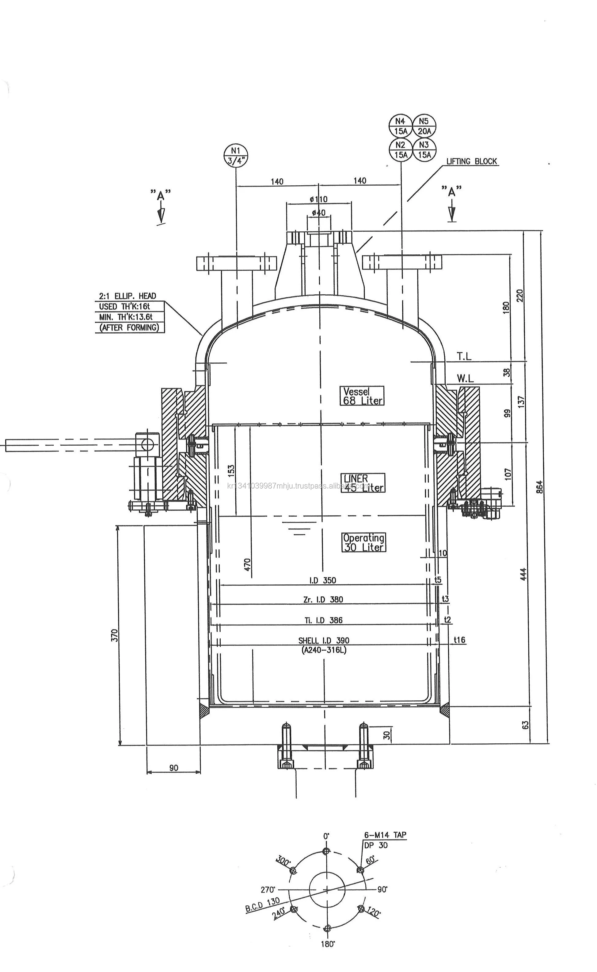 
Industrial Chemical Reactor in Gr.1 Titanium, SS304, SS316 From Korea 