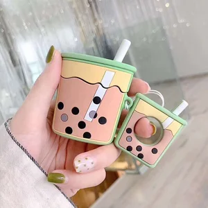 New Arrivals Cartoon Creative Pearl Milk Tea Silicone Shockproof Case for Airpod Case for Earpod Case Wireless