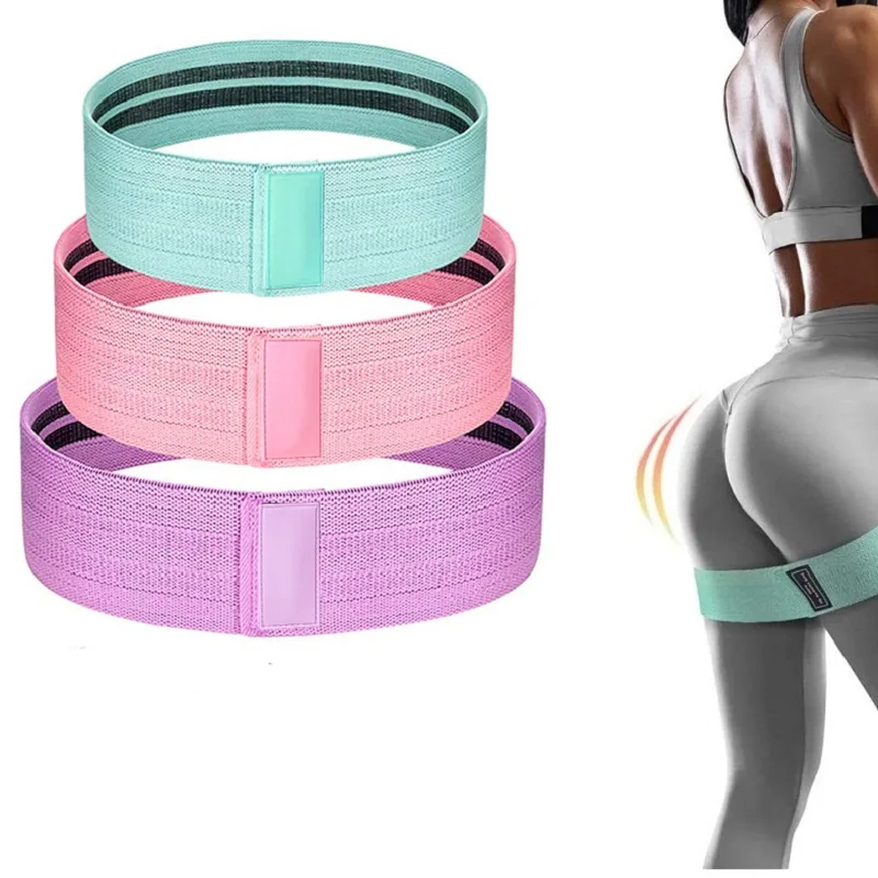 

Set of 3 Hip Strength Training Exercise Bands Custom Non Slip Fabric Resistance Booty Bands