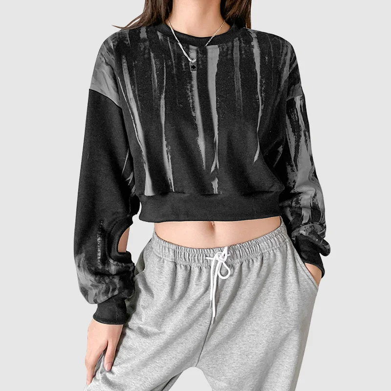 

Maxnegio 2021 new arrivals lounge wear women black sweatshirt crewneck sweatshirt