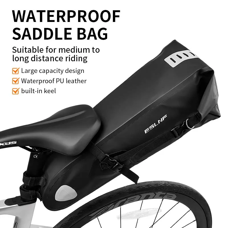 

ESLNF Large Capacity Waterproof Road Mountain Bike Tail Bag MTB Bicycle Saddle Bag
