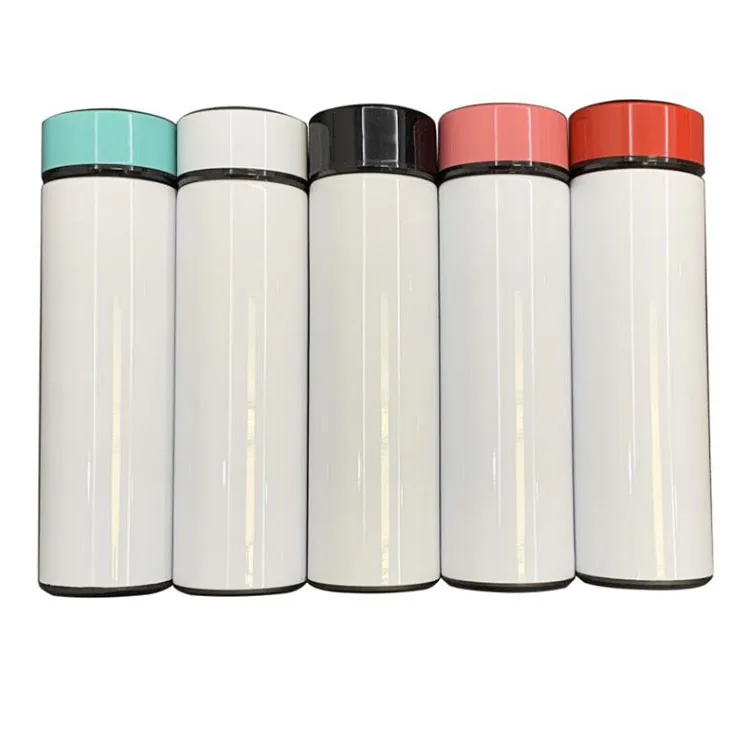 

DIY white blank sublimation smart water bottle 17oz 500ml stainless steel temperature display bottle with LED touuch