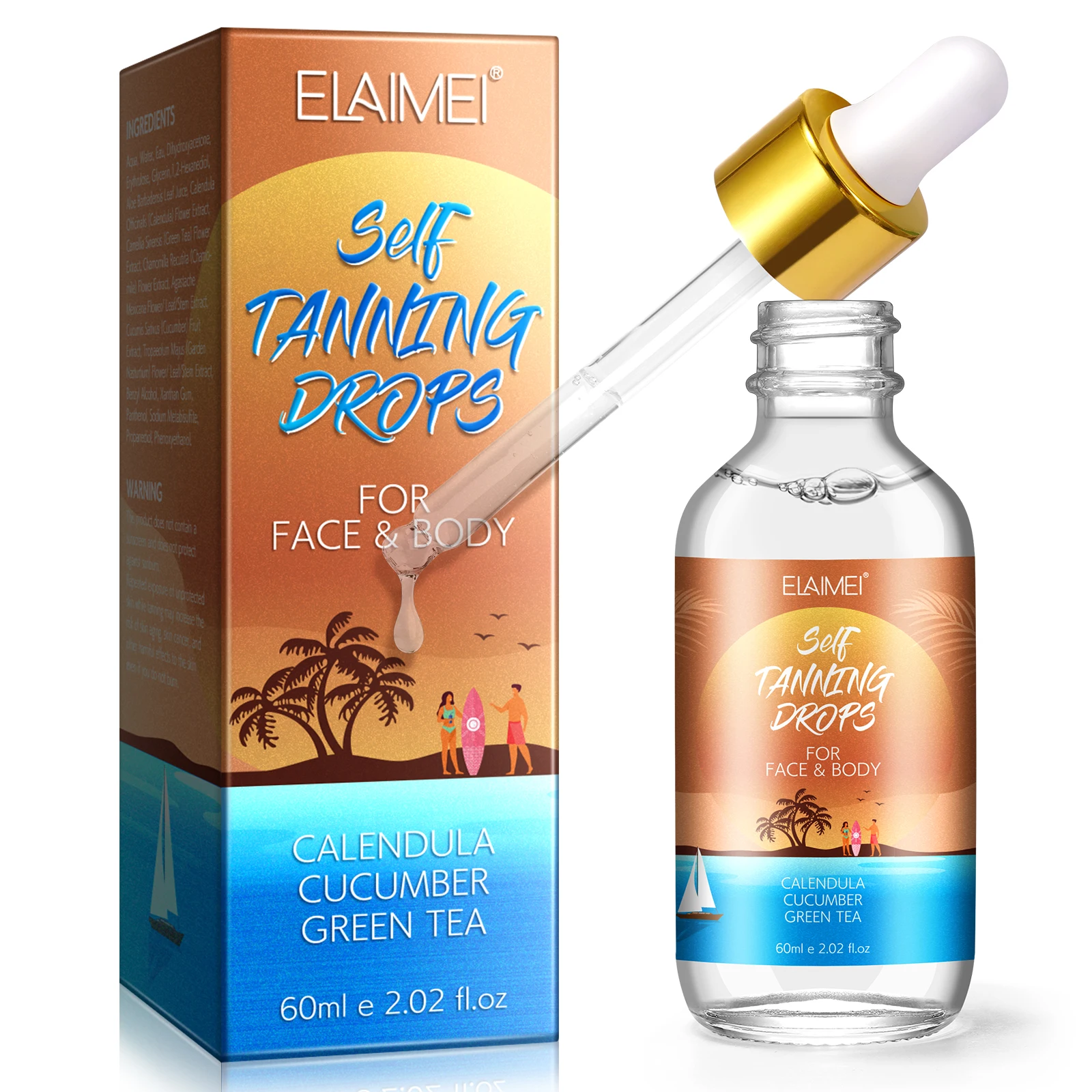 

Private Label 60ml Organic Natural Moisturizing Sunless Face Tan Drops Deep Tanning Oils Body Self Tanning Drops For Face & Body