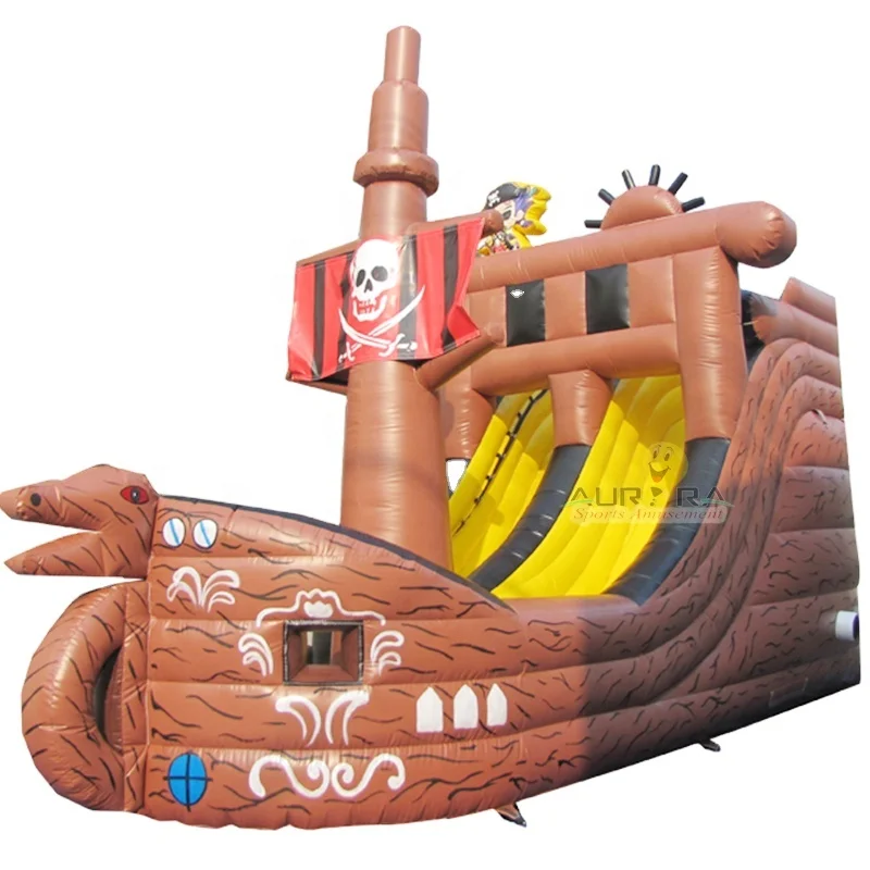 

Double Lane Inflatable Slides Large Inflatable Pirate Ship dry Slide Pirate Ship Slide, Customized