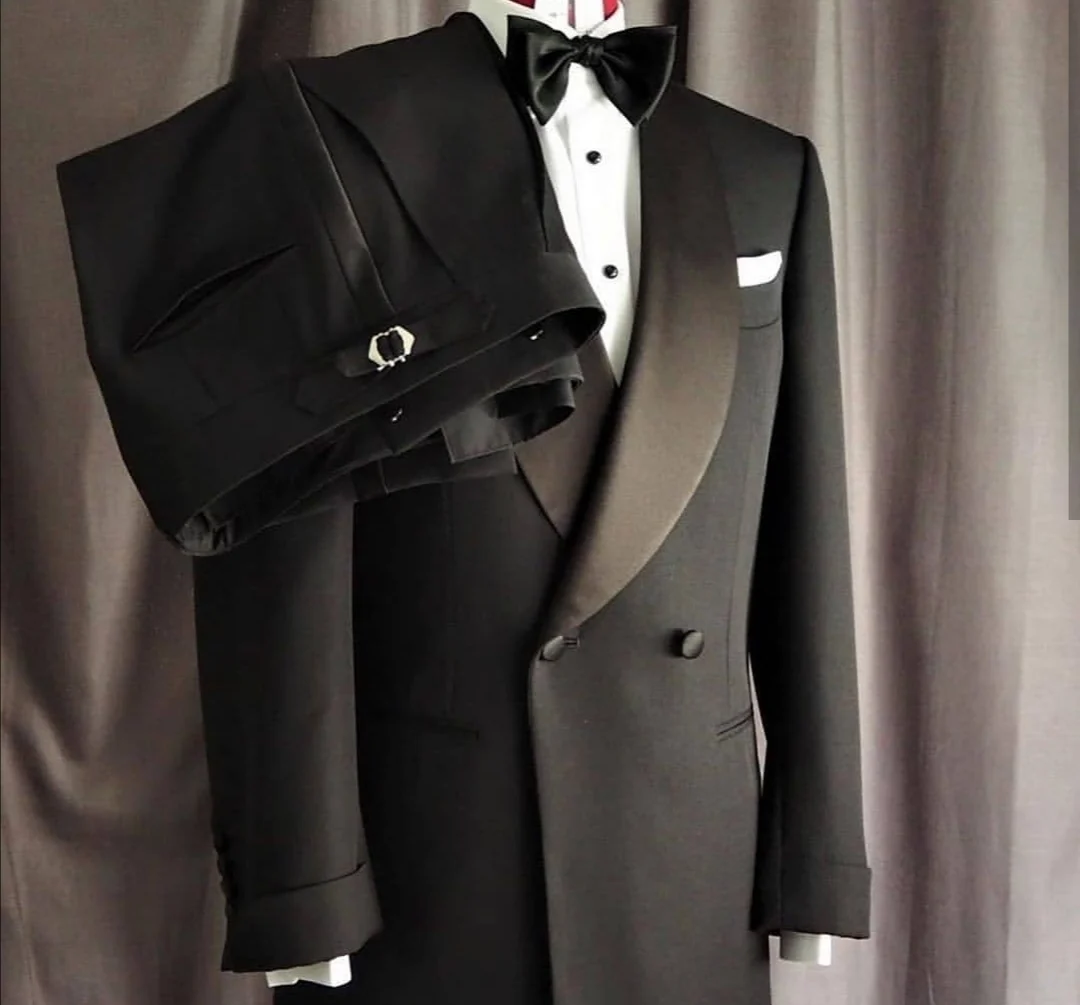 black double breasted suit wedding