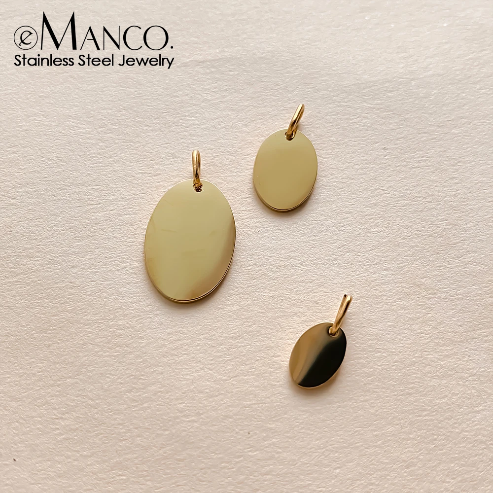 eManco Blank Oval Stainless Steel Mirror Polished Charms Can Make DIY Necklace Pendant Bracelet Wholesale Factory Outlet