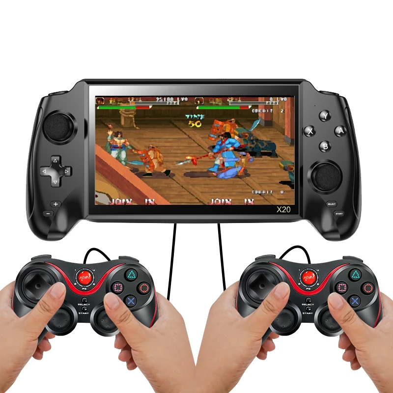 

2021 New Arrival X20 Handheld Retro Video Game Console Built In 16GB 7 Inch Screen Game Player Support Double Players