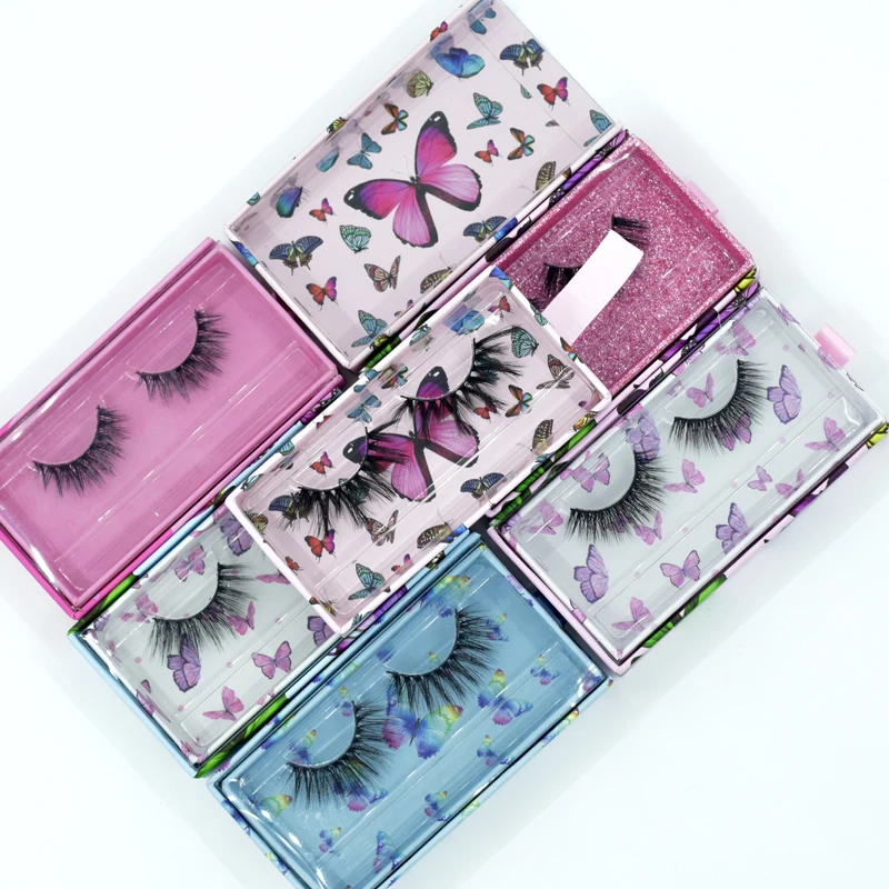

Custom bulk 100% false mink eyelashes vendor easy fanning volume eyelash acrylic eyelash paper box with logo, Black color