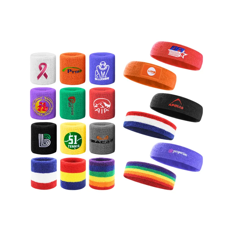 

Aolikes Athletic Cotton Terry Cloth Headband Sweatband wrist guard suits Unisex Custom Multi Color